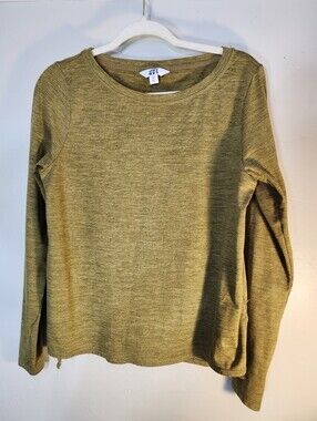 JoyLab Olive Heather Long Sleeve Crewneck Top